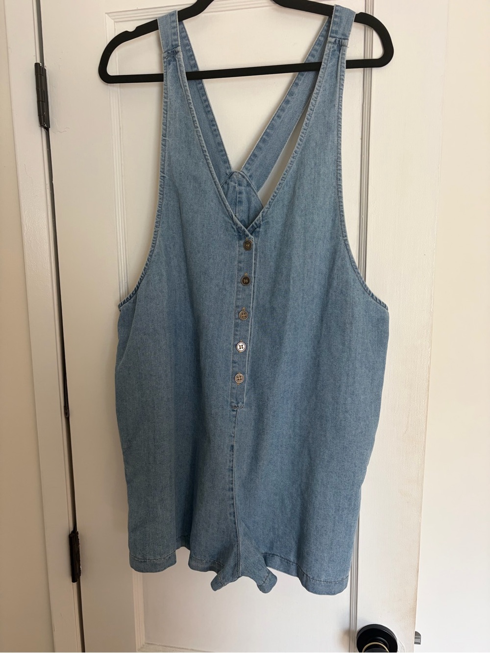 Light Blue Denim Button-Front Women’s Romper